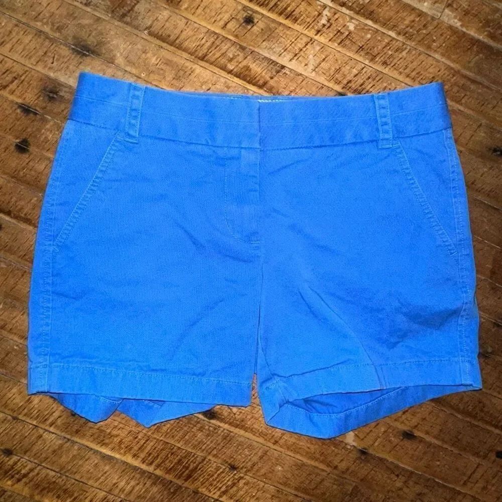J Crew chino flat front bright blue preppy size 2 shorts